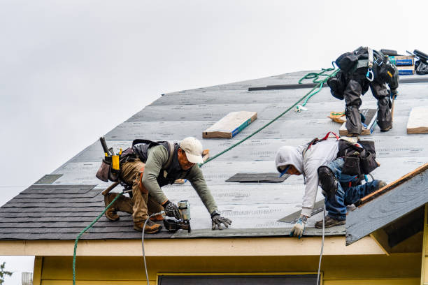 Professional Gutter Installation technician working in Weehawken, NJ